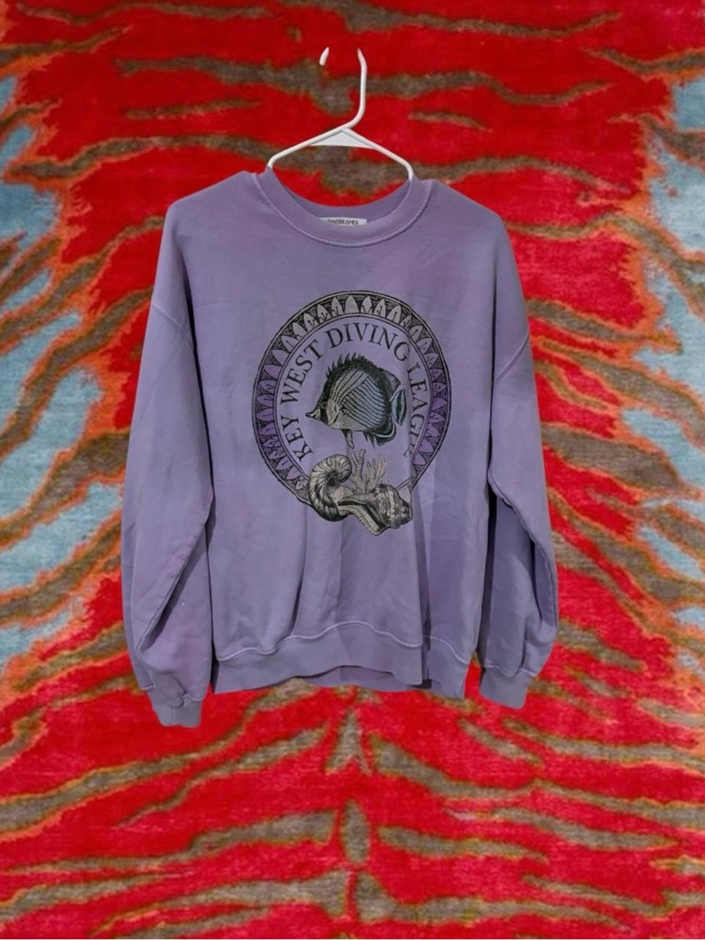 Free People Lavender Crewneck Sweatshirt with Nautical Graphic